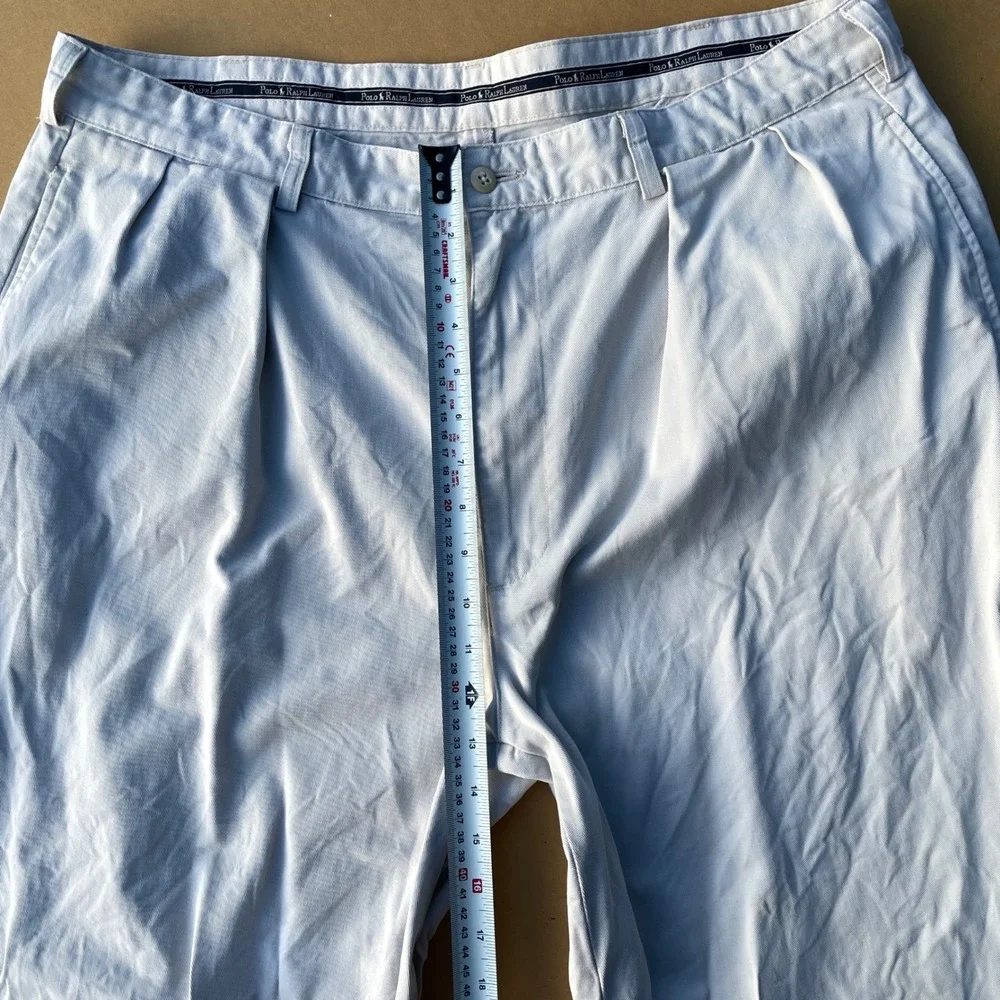 Vintage Polo Ralph Lauren Andrew Pants Men 40x30 White Pleated Chino Made In USA